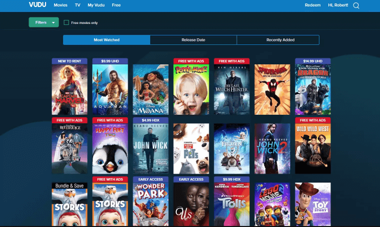 vudu website for free movies
