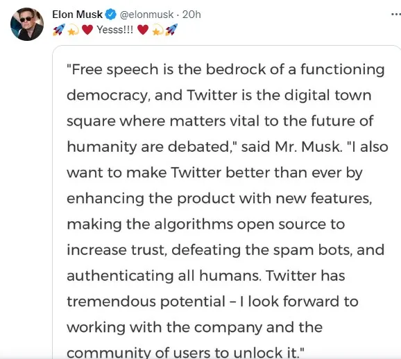 Elon-Musk-tweeted-about-reasons-why-he-bought-twitter--because-of-free-speech-and-open-algorithm